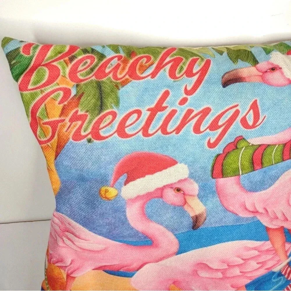 Flamingo Holiday Pillow
